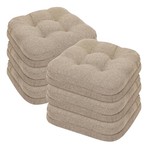 Dining Chair Cushions, Memory Foam Seat Pads, 16.5-inch, 6 Pack, Khaki