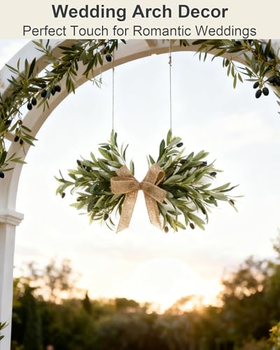 24-Inch Artificial Olive Branch Swag Set, Realistic Farmhouse Greenery
