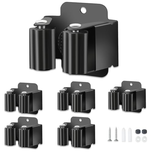 5-Pack Heavy Duty Stainless Steel Broom and Mop Holder Wall Mount