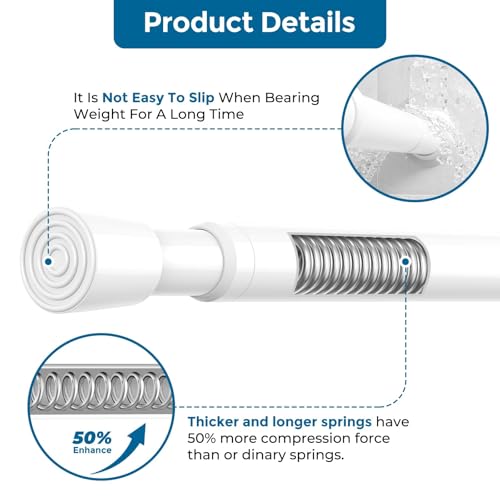 AIZESI 2-Pack Adjustable Spring Tension Curtain Rods 26-39 Inch White