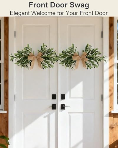 24-Inch Artificial Olive Branch Swag Set, Realistic Farmhouse Greenery
