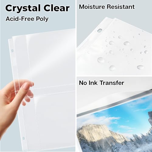 5x7 Photo Sleeves for 3-Ring Binder, 25-Pack Acid-Free Refill Pages