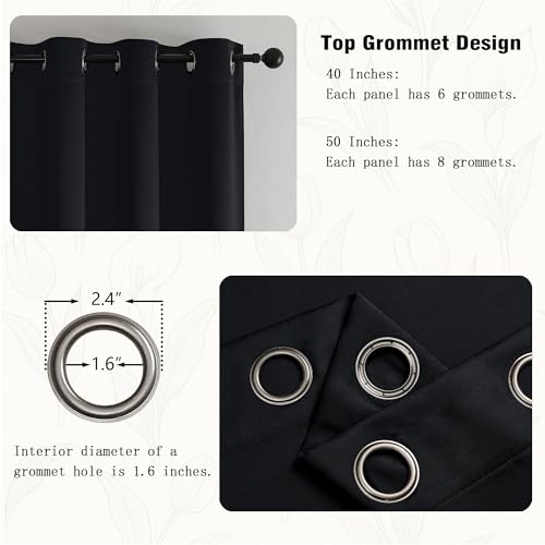 Blackout Kitchen Curtains - 2 Panels, 40 x 24 Inch, Light Blocking