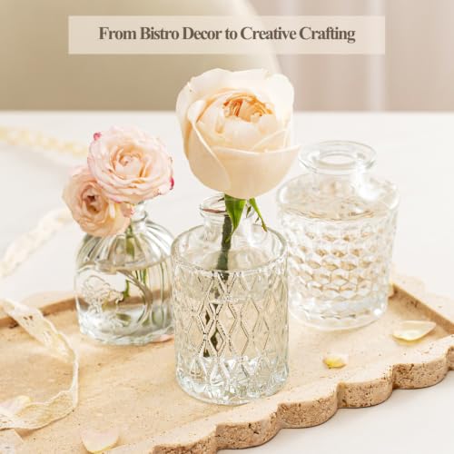 Clear Glass Bud Vase Set of 12 - Small Flower Vases for Table Centerpieces