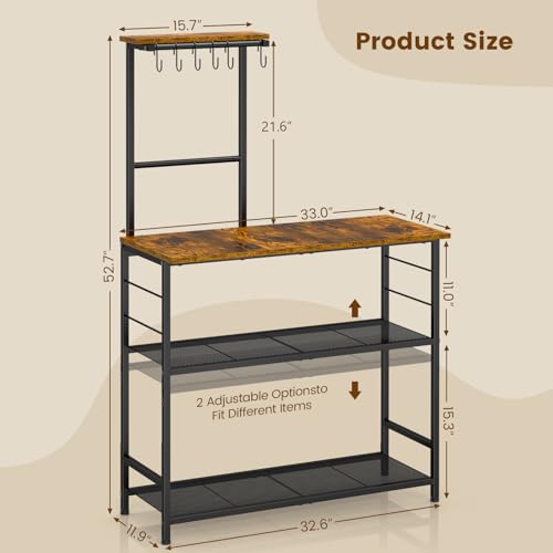 4-Tier Industrial Kitchen Baker’s Rack with Adjustable Storage Shelves