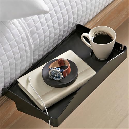 Clip-On Bedside Shelf for Bunk Bed, Dorm Room Nightstand with Cup Holder