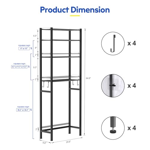Samstar 4-Tier Over the Toilet Storage Rack - Adjustable Space Saver