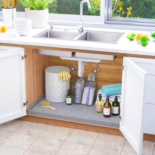 Waterproof Silicone Under Sink Mat 34" x 22" - Cabinet Protector Tray