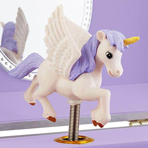 Musical Jewelry Box for Girls with Unicorn and Drawer, Purple