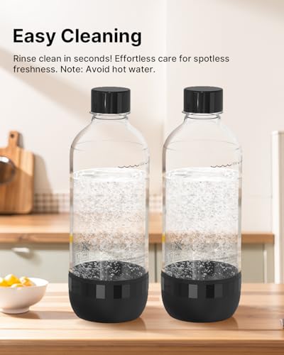 PinPure 2-Pack 1L Reusable BPA-Free Carbonated Water Bottles for Soda Makers