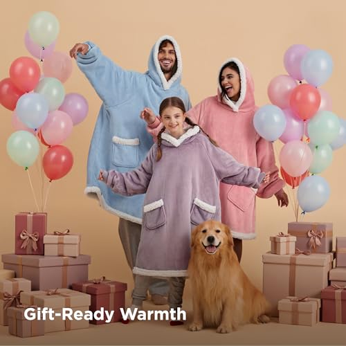 Bedsure Sherpa Fleece Wearable Blanket Hoodie - Cozy Oversized Sweatshirt