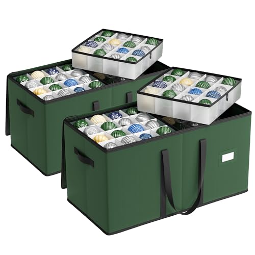 SONGMICS Christmas Ornament Storage Boxes Set of 2 with 256 Slots - Forest Green