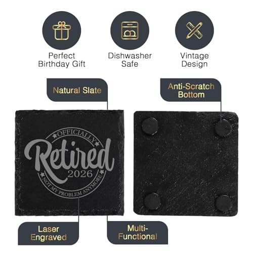 2026 Retirement Beer Glass Gift Set with Coaster and Bottle Opener