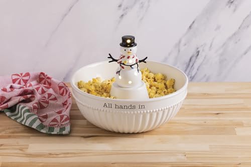 LED Light-Up Christmas Snowman Ceramic Sitter - Holiday Table Decor