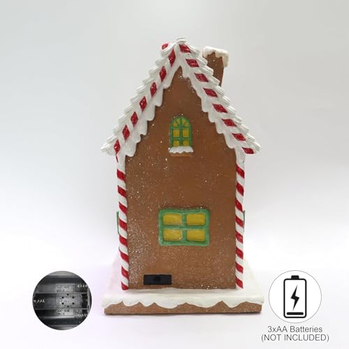 Christmas Gingerbread House Lighted Hand-Painted Holiday Decor - Antique