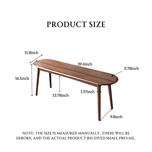 Solid Oak Indoor Dining Bench with Rounded Corners, Walnut Finish