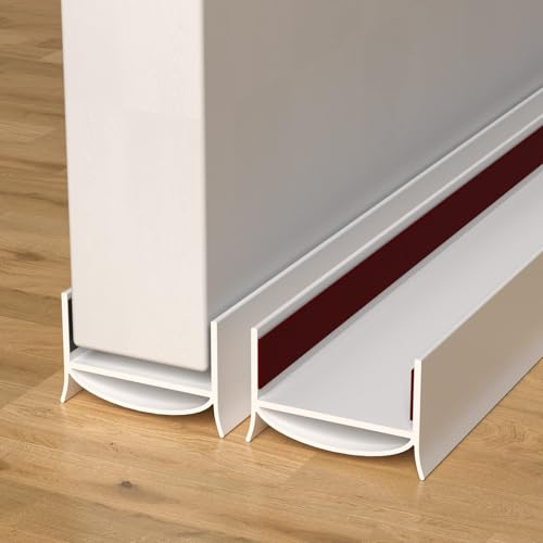 PVC Door Draft Stopper & Bottom Seal Strip - 36" Cuttable Sweep (2 Pack, White)