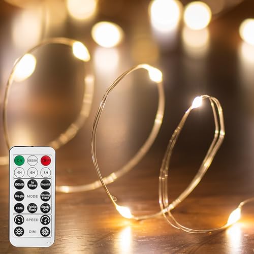 Dazzle Bright Fairy Lights 66 ft 200 LED USB Power, 8 Modes, IP44 Waterproof with Remote – Warm White