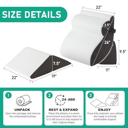 4-Piece Adjustable Wedge Pillow Set for Pain Relief & Recovery