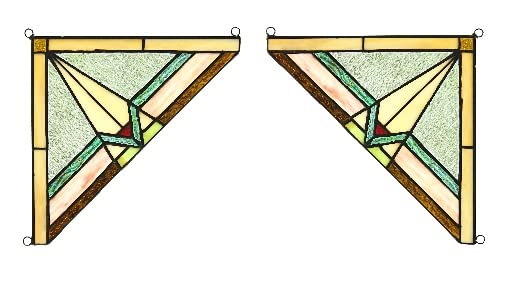 Mission Tiffany-Style Stained Glass Window Panels - 2 Piece Set