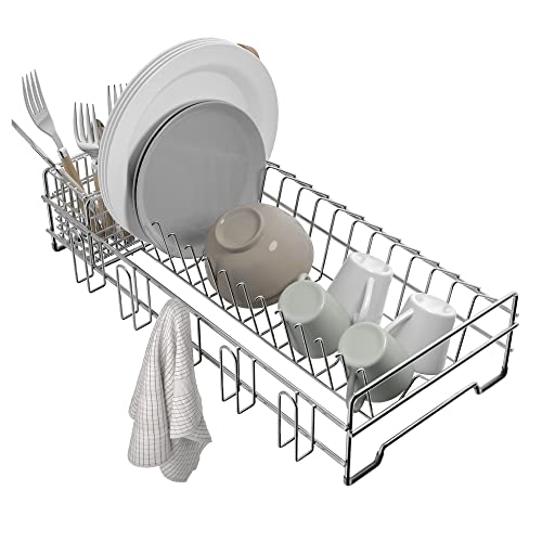 Kraus Workstation Kitchen Sink Dish Drying Rack Drainer and Utensil Holder, 17" L x 9" W, Stainless Steel, KDR-3