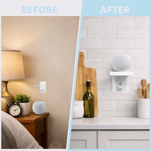 Wall Outlet Shelf with Cord Storage for Bathroom and Kitchen