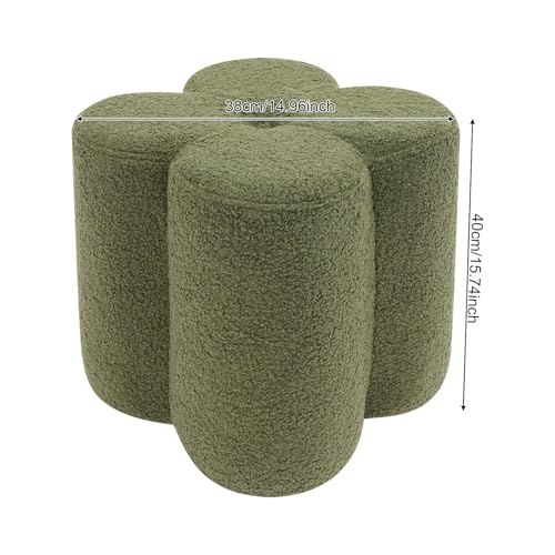 Flower Shaped Plush Pouf Ottoman - Soft Teddy Fleece Footrest Stool