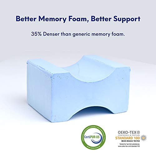 Extra Support Orthopedic Knee Pillow for Side Sleepers - Large Memory Foam Leg Pillow for Back Pain Relief