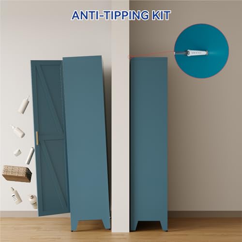 71" Tall Metal Kitchen Pantry Cabinet with Doors & 4 Adjustable Shelves