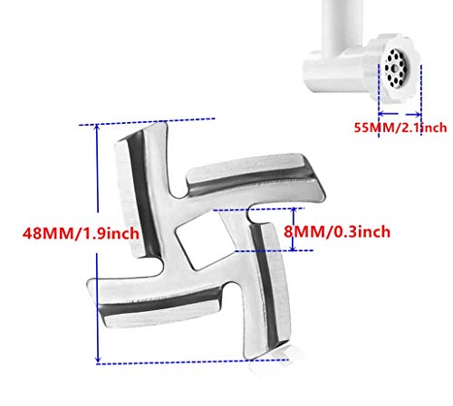Size 5 Stainless Steel Meat Grinder Replacement Blade, 2-Pack