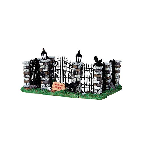Spooky Iron Gate and Fence 5-Piece Set for Haunted Village Displays