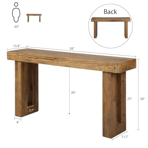 59-Inch Reclaimed Solid Wood Console Table, Rustic Farmhouse Entryway Table
