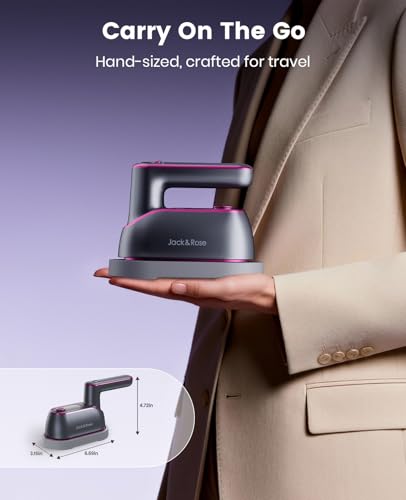 Jack & Rose Portable Travel Steamer Iron for Clothes, 1200W Handheld Mini Iron with Ceramic Panel