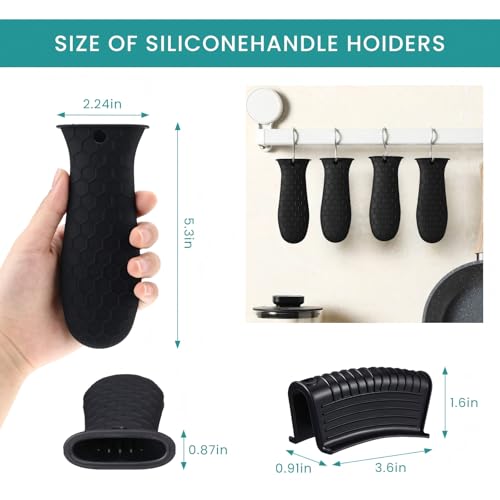 8-Piece Silicone Heat-Resistant Pot Handle Cover and Assist Holder Set