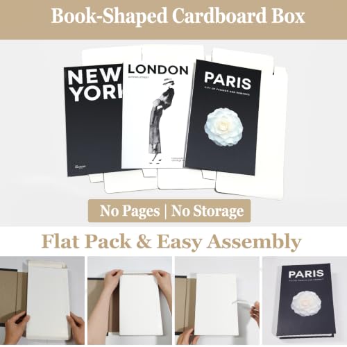 Faux Decorative Book Set of 3, Modern Coffee Table & Shelf Decor Boxes