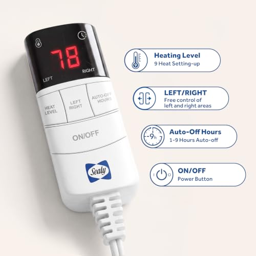 Queen Heated Mattress Pad with Dual Zone Control - 9 Heat Settings