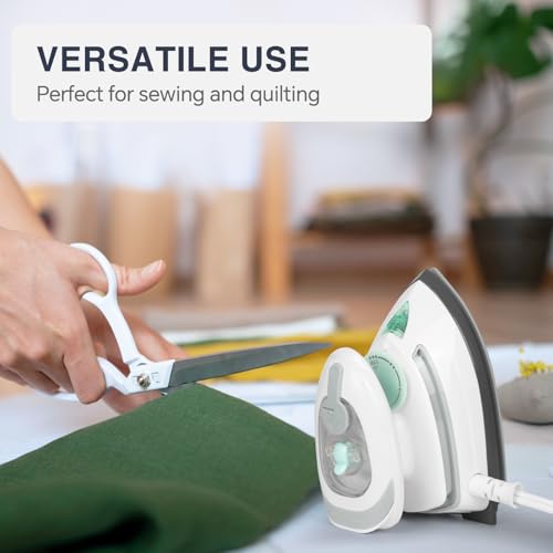 BEAUTURAL Mini Travel Steam Iron, Dual Voltage Portable Iron for Clothes, Sewing and Quilting, White