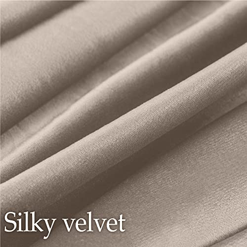 lalaLOOM Velvet Throw Pillow Covers, Set of 2, 24x24 Decorative Square Pillows Home Decor, Soft Accent Cases, Silky Machine Washable Pillowcases for Sofa, Couch, Bedroom, Living Room, Taupe