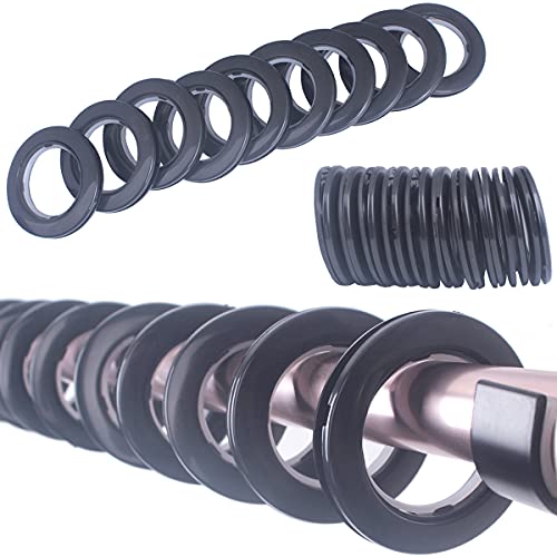 32-Pack Curtain Grommets, 1-9/16" ID Black Plastic Eyelet Rings for Drapes