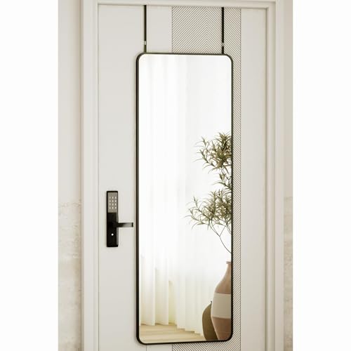 14"x48" Full Length Over The Door Mirror, Shatterproof Wall Mirror with Hangers