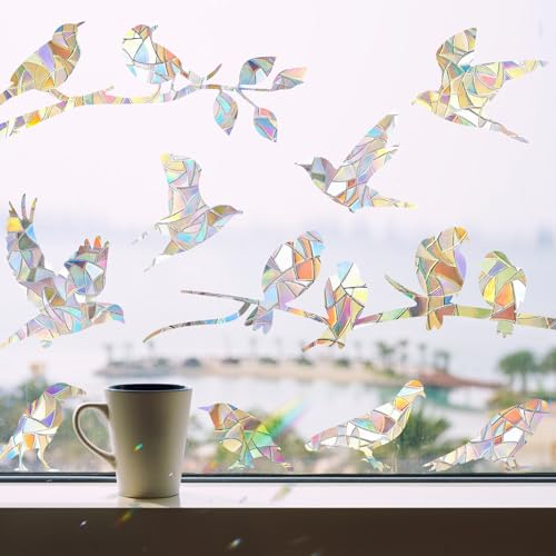 Rainbow Window Clings - Anti-Collision Bird Stickers (2 Sheets)
