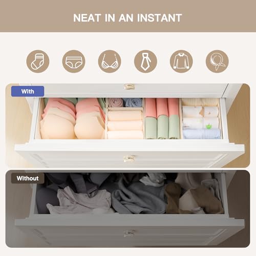 10-Pack Foldable Drawer Organizer Bins for Clothes, Socks, and Nursery Storage (Beige)