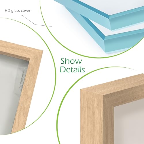 11x11 Inch Natural Oak Shadow Box Frame with Felt Back and Tempered Glass