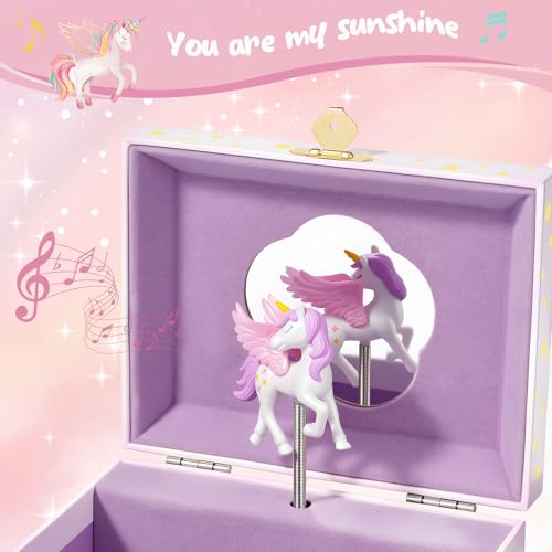Musical Unicorn Jewelry Box for Girls with Spinning Figurine