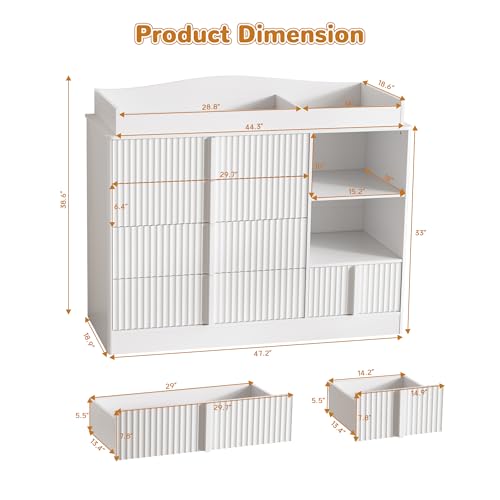 4-Drawer Baby Changing Table Dresser with Removable Topper, White