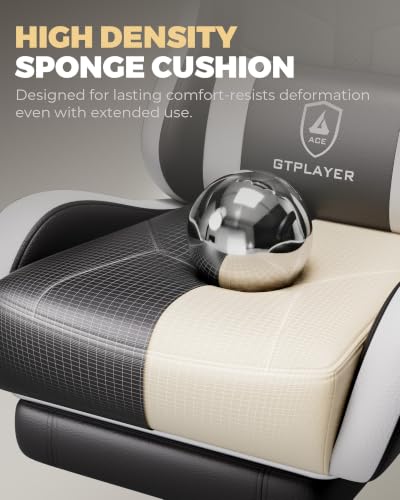 GTPLAYER Gaming Chair with Footrest - Ergonomic Office & Gaming Seat, White