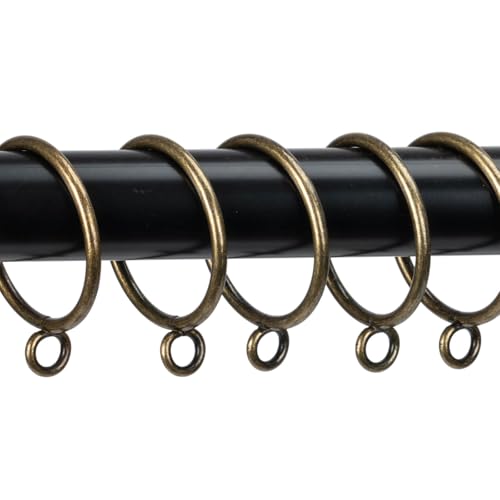 Metal Curtain Rings with Eyelets for 1-Inch Rods, 24-Pack, Bronze