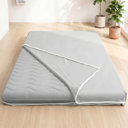 Queen Futon Mattress Cover, Zippered & Machine Washable, Grey