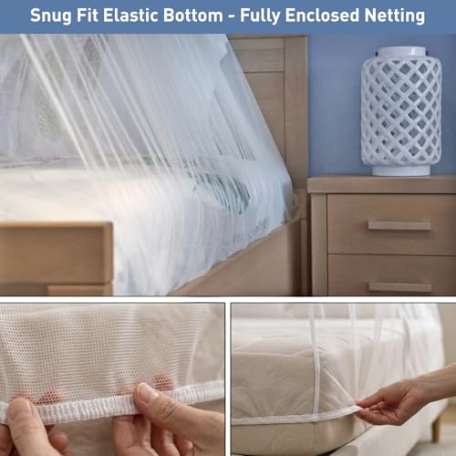Fully Enclosed Mosquito Net Bed Canopy for Queen & King Beds