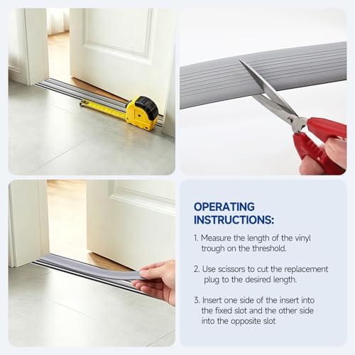 Vinyl Door Threshold Replacement Seal - 36 Inch Draft Stopper (2 Pack)